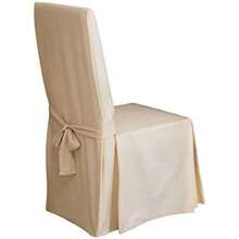 Sure Fit SF33880 - Funda Larga para Silla de Comedor (algodón, hasta 42 Pulgadas de Alto, Lavable a máquina, 100% algodón, 61 x 61 x 106 cm)(Natural LONG DINING CHAIR) - Multicolor - Ver 2