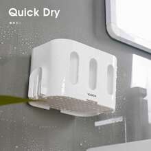 Caja de almacenamiento para el baño, organizador de pasta de dientes y cepillo de dientes, soporte para cepillo de dientes, caja de clasificación de cepillos de limpieza, accesorios de almacenamiento - Blanco - Ver 4