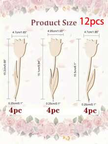 12pcs/24pcs/30pcs Wooden Flower Decor Pieces, Rose Design And Spring Floral Theme. These Decorative Pieces Can Be Used To Make Wooden Holiday Gifts, Suitable For Christmas, New Year, Thanksgiving, Easter, Valentine's Day, Birthday, Wedding Party Decoration, Home Decor, Outdoor Decor, And Also As Craft Supplies. - Multicolor - View 16