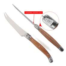 Juego de cuchillos de queso Jaswehome Laguiole, cuchillo de punta, madera de sapeli natural, rebanador multifuncional, cuchillo de queso suave y semiduro - 4 piezas - Ver 8