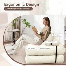 Folding Sofa Bed, Convertible Sleeper Chair With Extra Wide Seat, Oversized Foldable Floor Couch With Back Support & Pillow, Futon Mattress For Living Room/Bedroom/Adults, Single, Beige - 米色 - 查看 3