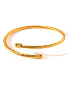 Znice 18K镀金不锈钢女士时尚手链，可叠戴单圈手链，3D五叶花手链，四叶花钉手链，四叶花高品质水晶手链，防水防褪色，适合日常佩戴、派对聚会等场合，是馈赠亲友、情人节、圣诞节的理想之选。 - 金色6 - 查看 8