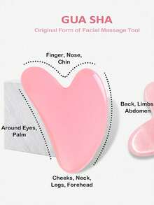 2pcs Gua Sha Massage Tool Set: 1 Double-Head Massage Roller, 1 Heart-Shaped Gua Sha Board. Facial Massage Can Help Reduce Puffiness, Soothe And Soften Skin, Leaving A Radiant Complexion. - Multicolor - View 3