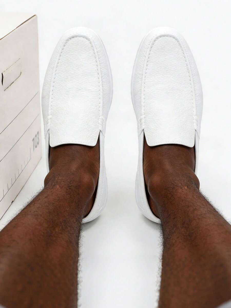 男士休闲白色运动鞋，EVA防溅一体式柔软舒适，平底厚底乐福鞋，防护安全钓鱼鞋，四季皆宜