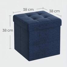 MIKOMIKA Storage Ottoman, Folding Storage Chest, Footstool, Cube Bench, Holds Up To 300kg, For Living Room, Bedroom, Entryway. Ottoman Storage Chest Folding Stool, Linen Stool, Foldable Seat Footstool - 76 X 38 X 38 Cm, Assorted Colors Black Blue Beige Slate Grey. (Drawer 001) - CAJON-PLEGABLE-38CM-AZUL - 查看 2