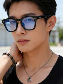 1 Pair Fashionable Decorative Glasses, Suitable For Reading, Eye Protection And Daily Wear, Unisex - Black - View 5