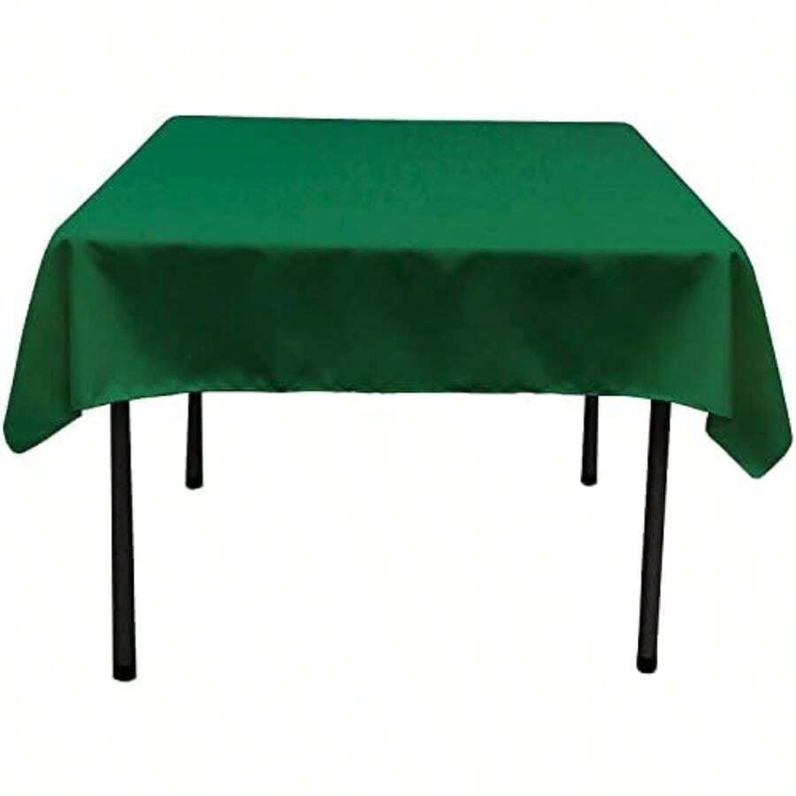 LA Linen - Mantel Cuadrado de Popelina de poliéster Lavable, Resistente a Las Manchas y Arrugas, 52 x 52 Pulgadas, Mantel de Tela Cuadrado para Comedor, Cocina, Fiesta, día Festivo, 52 x 52 Pulgadas,(Verde esmeralda) - Multicolor - Ver 1
