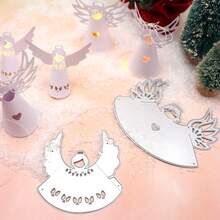 1pc Cute 3D Angel Die Cutting Mold, Angel Light Box Embossing Mold, Suitable For Holiday Decoration Scrapbooking, Paper Crafting Cutting, DIY Greeting Cards, Elegant Scrapbooking, Wedding, Birthday, Valentine's Day Cards - Christmas Cards - Halloween Cards, Applicable For DIY Scrapbooking, Invitations, Gifts - Silver - View 11