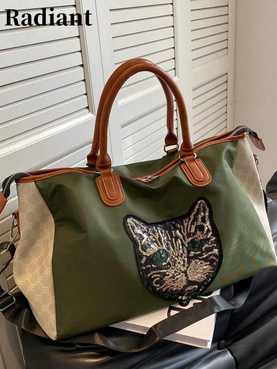 绿色牛津布大容量多功能女士包，简约手提包，旅行包，行李包，过夜包，随身包，健身包，工作包，学习用品包，返校用品包，学生手提包，周末包，度假包，户外包，商务旅行包，医院包，男女通用，行李箱包，旅行袋，行李袋，大学包，周末旅行包，医院包，冬季包