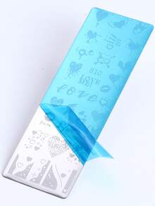 2pcs Heart Flower Nail Art Stamping Plate, Heart Love Letter Valentine's Day Design Y2K Style Printing Template Nail Art Accessories Tools, DIY Manicure Salon, Nail Supplies - Silver - View 11