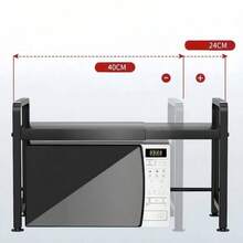 1 cái giá đỡ lò vi sóng bằng kim loại có thể điều chỉnh, kệ đựng đồ bằng thép carbon có thể kéo dài, giá đựng đồ nhiều tầng bằng ống kim loại đa chức năng, giá đựng đồ đặt trên sàn. - Nhiều màu - Xem 3