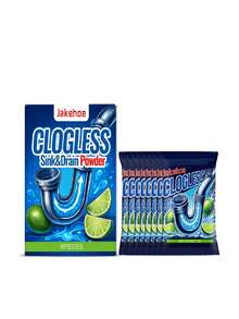 jakehoe 管道疏通粉，可溶解厨房水槽、浴室管道和排水管中的油脂和食物残渣，快速恢复水流顺畅。 - 粉狀 - 查看 12