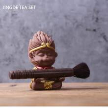 Estatua encantadora de Wukong, figurita deé, adorno hecho a mano, decoración de mascota deé de arcilla púrpura, decoración de mesa deé boutique, artesanías - C2--6x12cm - Ver 5