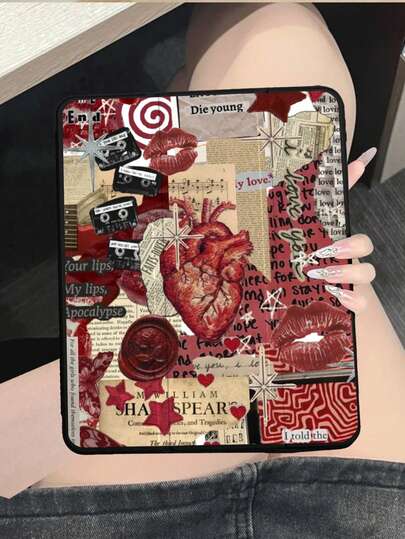 This Tablet Case Features Red Stickers, A Red Heart, And Lips, Making It A Perfect Birthday, Holiday, Or Valentine's Day Gift For Friends, Close Friends, Family, Brothers, Colleagues, Lovers, Classmates, Teachers, Or Yourself. It's Compatible With IPad Air 4/5 (10.9-Inch) And IPad 8/9 (10.2-Inch). It Boasts A Black Flip Design With A Pen Slot And Enhanced Heat Dissipation.