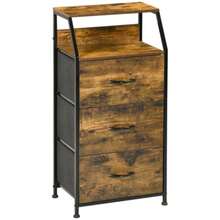 Fabric Chest Of Drawers, 3-Drawer Storage Unit, Shelf, Steel-Framed Chest Of Drawers, Furniture For Bedroom Or Living Room, Rustic Brown - 卡其色 - 查看 1