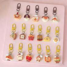 17件套可爱卡通食物玩具钥匙扣，学生背包挂件，情侣及闺蜜礼物配件 - 彩色 - 查看 3
