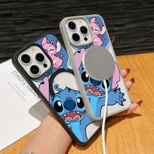 This Disney Lilo & Stitch Phone Case, Featuring Stitch And Angel Cartoon Characters, Boasts A Cute And Playful Design, A Simple And Stylish Appearance, And A Smooth And Comfortable Feel. It Features A Magnetic Back, Camera Protection, A Transparent And Fashionable Back Panel, And Reinforced Corners For Effective Drop Protection, Making It An Ideal Choice For Young People. This Phone Case Is Compatible With IPhone 17/16/15/14/13/...12/11/XR/XS/X Series And SamsungGalaxy S22, S23, S24, And S25 Series Phones. It's The Perfect Gift For Friends And Family. - màu đen - Xem 5