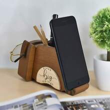 I'm Wood Multipurpose Raccoon Eyeglass Phone Pen & Pencil Holder Stand Stationery Desk Organizer Accessories Decor, For Home Office Desktop Decoration Birthday Graduation Gifts "Dream Big Aim High" - Raccoon - 查看 10