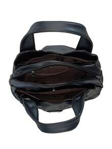 1 chiếc túi xách nữ bằng da PU màu trơn, đa năng, kiểu dáng thường ngày và đi làm, phù hợp cho sinh hoạt và công sở. - màu đen - Xem 5