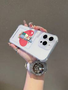 官方授权 Paul Frank 透明卡包手机壳，全包猴子图案，防震摄像头保护，猴子数字 1 爱心字母图案，全新，兼容 13/14/15/16/17 Pro Max - 彩色 - 查看 4