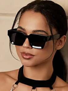 1pc Thick Square Frame Unisex Fashion Eyeglasses, Suitable For Street Style, Bars, Clubs, Music Festivals, Fits All Face Shapes