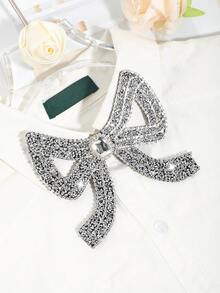 1pc Women's Fashion Sparkling Crystal Rhinestone Decor Bow Brooch Pin, Suitable For Party, Holiday Gift, Stage Performance, Hosting, Wedding Matching