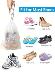 10个装抽绳袋，批发透明磨砂塑料内衣袋、旅行鞋袋、服装收纳袋、服装包装袋、收纳袋、化妆包、口红收纳袋、化妆品收纳袋、便携式多用途收纳袋，非常适合用作购物袋，也是返校、海滩、度假、母亲节、夏季、新年、斋月、开斋节、情人节、圣诞节或感恩节的完美礼物。