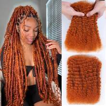 Afro Kinkys Bulk Human Hair For Braiding 16 Inch 100g 2 Pack Afro Kinky-Curly Human Hair Bulk For Twist 4C Curly Dreadlock Extensions For Permanent Sister Locs/Mini Twists/Braids/Repair Ginger - Genger - Xem 11