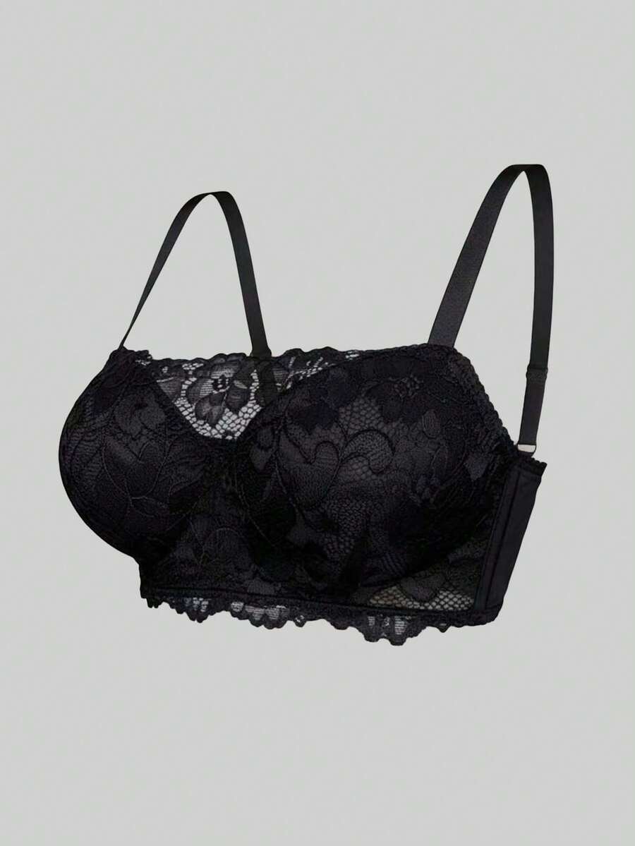 休闲时尚蕾丝舒适文胸，弹性文胸，提拉塑形文胸，减少背部赘肉文胸 - 黑色 - 查看 1