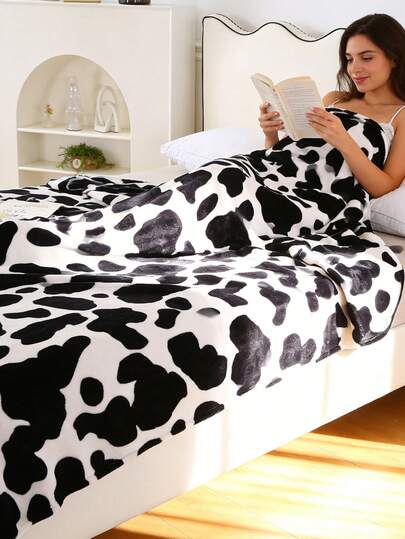 1条260克时尚印花法兰绒毯 - 柔软、轻盈、保暖，适用于沙发、床、汽车等场所，舒适的图案设计，适合客厅或卧室装饰，沙发配件 | 动物纹印花 | 毛绒质感