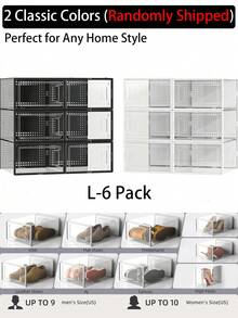 12 Pack Large Shoe Storage Organizer For Closet, Modular Space Saving Shoe Boxes Clear Plastic Stackable Containers Display Case Bins With Lids, Shoe Rack For Sneaker Storage, White - Trắng lớn - Xem 13