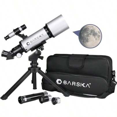 Barska AE10100 Refractor Telescope with Tabletop Tripod and Carry Case Silver