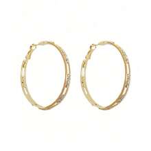 Rundraw Elegant 2-Piece Hollow Geometric Hoop Earrings With Sparkling Cubic Zirconia Accents, Crafted From Lightweight Luxury Copper Gold Tone Alloy, Hypoallergenic Statement Jewelry For Women, Perfect For Evening Parties, Holiday Gatherings, Formal Balls, Date Nights, And Elevating Daily Office Or Casual Outfits With A Touch Of Modern Glamour, An Ideal Gift For Her, Friend, Or Loved One On Special Occasions - 金色 - 查看 6