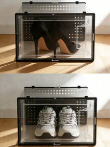 vexelfox Shoe Boxes 12 Pack Shoe Storage Box Clear Plastic Stackable Shoe Organizer For Closet Toy Storage Organizer Bins For Entryway, Closet, Under Bed, Black - màu đen - Xem 6