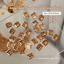 BAOSHIMAN Amber Color Square, Oval Nail Gems, Luxury Nail Art Accessories, Rhinestone Nail Jewelry For Women, Suitable For Acrylic Nail Design, Crystal, Half Round And DIY Nail Art Decorations, Valentine's Day, New Year Nail Supplies Nails - Multicolor - View 12