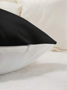 1件黑色背景花卉印花装饰枕套，家居装饰靠垫套，不含填充物，斋月、情人节礼物及装饰枕 - 彩色 - 查看 4