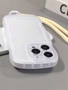 1 chiếc ốp lưng điện thoại TPU hình sóng thời trang mới kèm dây đeo hình ngôi sao hoạt hình, tương thích với iPhone 17 Pro Max/16 Pro Max/13/15/16/15 Pro Max/17 Pro/14/11, ốp bảo vệ điện thoại hình sóng kèm dây đeo. - trắng - Xem 5