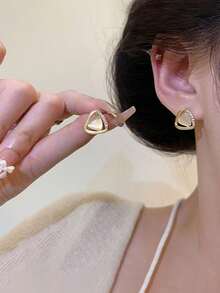 10对装奢华可爱仿珍珠花朵水晶心形吊坠耳环，优雅百搭混搭风格耳环套装，时尚饰品，派对、婚礼、日常佩戴的最佳礼物，随机OPP袋包装 - 10對(隨機出貨)C款 - 查看 2