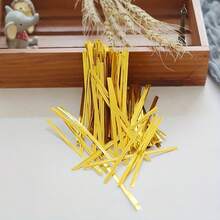 可重复使用的金属扎带，塑料面包袋扎带，适用于糖果袋、咖啡袋、零食、蛋糕棒棒糖、派对用品 - 金色 - 查看 2