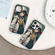[Enviado desde México]Linda chica de cabello verde Nuestra funda de teléfono 2 en 1 desmontable diseñada para iPhone 16/15/14/13/12/11 Pro Max Plus combina una carcasa dura mate con patrones súper lindos y a la moda.Ideal para regalar a quienes aman el encanto. - Blanco - Ver 1