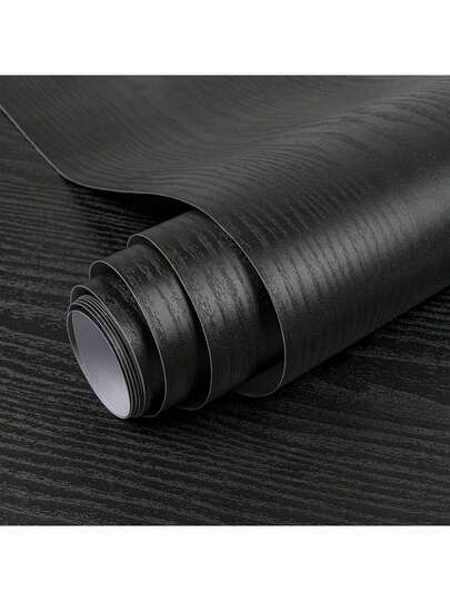 1 Roll Of Black Wood Grain Wallpaper-Wood Peeled And Pasted Wallpaper-Black Wood Self-Adhesive Removable Wallpaper Suitable For Countertop Furniture Kitchen Walls, Countertop Contact Paper, Easy To Clean, Waterproof For Home Decoration