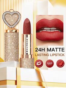 USHAS哑光唇膏，12种颜色可选，持久防水，滋润保湿，不粘腻，心形唇膏管设计，适合所有肤色 - #03 - 查看 5