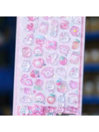 3D立体贴纸，趣味装饰，DIY粘贴材料，适合冬季和新年，3D树脂贴纸 - 混合颜色，自粘DIY工艺装饰，适用于艺术和手工项目。动物3D贴纸。