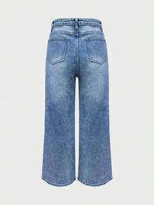 2025 Nouveaux jeans en denim élastique pour femmes, jeans bleus coupe ample, pantalon casual taille haute jambe large, convient pour un port quotidien