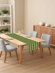 1 件装菱形图案桌旗，适用于嘉年华节日、派对、假日主题家居客厅餐桌装饰 - 綠色 - 查看 5