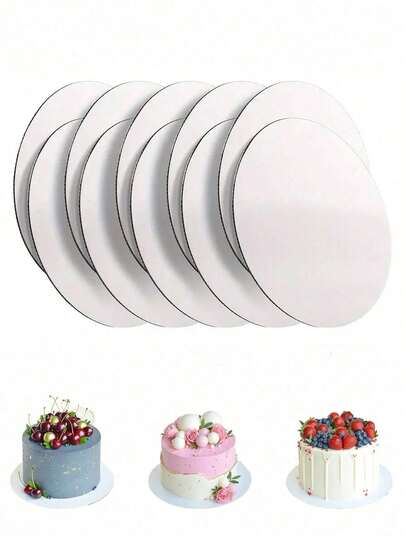5PCS White Round Cake Base, Corrugated Paper Cake Mat, Baking Cake Tray, Baking Supplies, Party, Festival, Gathering, Graduation Ceremony Dessert Cake Pizza Tray