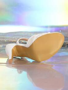 Women's Lace & Pearl Decor Stiletto High Heel Sandals,Spring Summer Outfits - White - View 6