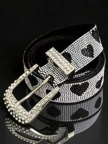 1条男士多色闪光星形元素街头嘻哈朋克时尚Y2K腰带 - 黑色 - 查看 3