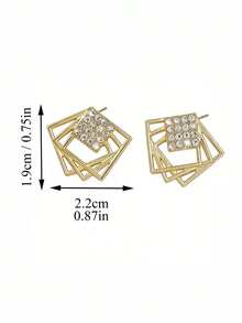 1 Pair Elegant Minimalist Geometric Stud Earrings, Versatile For Teens And Girl, Suitable For Daily Wear And Festivals