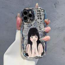 アニメガールサプライズエクスプレッション電話ケース  17  16 Pro Max  15 Pro Max  13 および  12 と互換性があります。プレミアム電気メッキ仕上げのオールソフトTPU素材で作られています。クリーミーな波の質感。フルエッジ保護。正確なカットアウト。ぴったりフィット。快適なグリップと優れた質感。家族、友人、恋人、ボーイフレンド/ガールフレンド、バレンタインデーに最適なギフトです。 - シルバー - チェックする 4